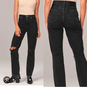 Abercrombie 90s Straight Ultra High Rise Distressed Jeans